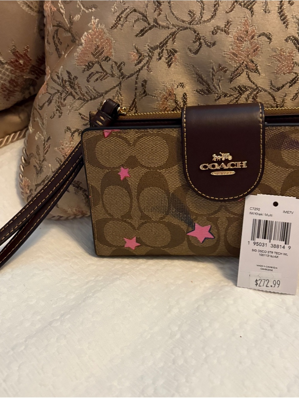 Coach Khaki Signature Disco Star Wristlet - Picture 6 of 7